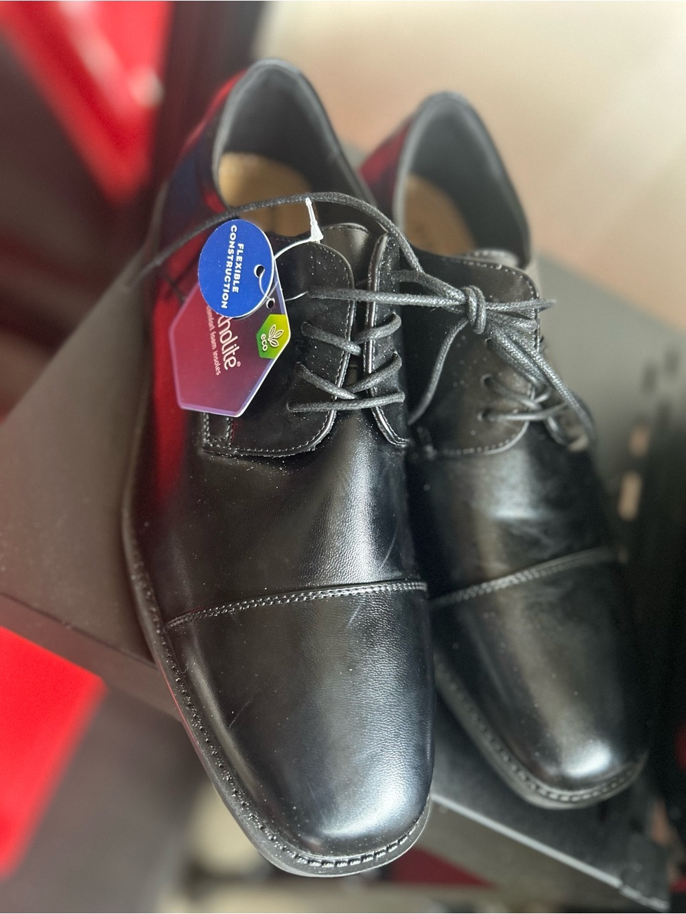 Apt. 9 Wide Black Leather Cap-Toe Derby Shoes